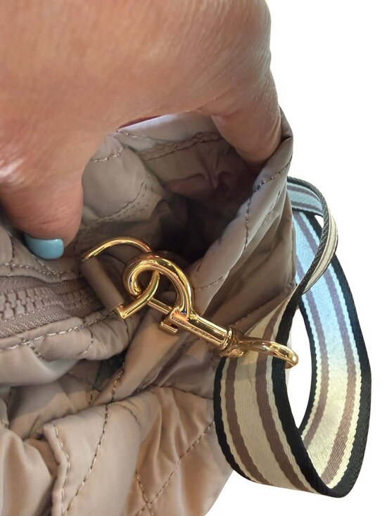 How to Style the Nylon Tote Bag as a Crossbody | TikTok Marc Jacobs Quilted Nylon Tote Bag Puffy Crossbody Travel Diaper Bag Taupe